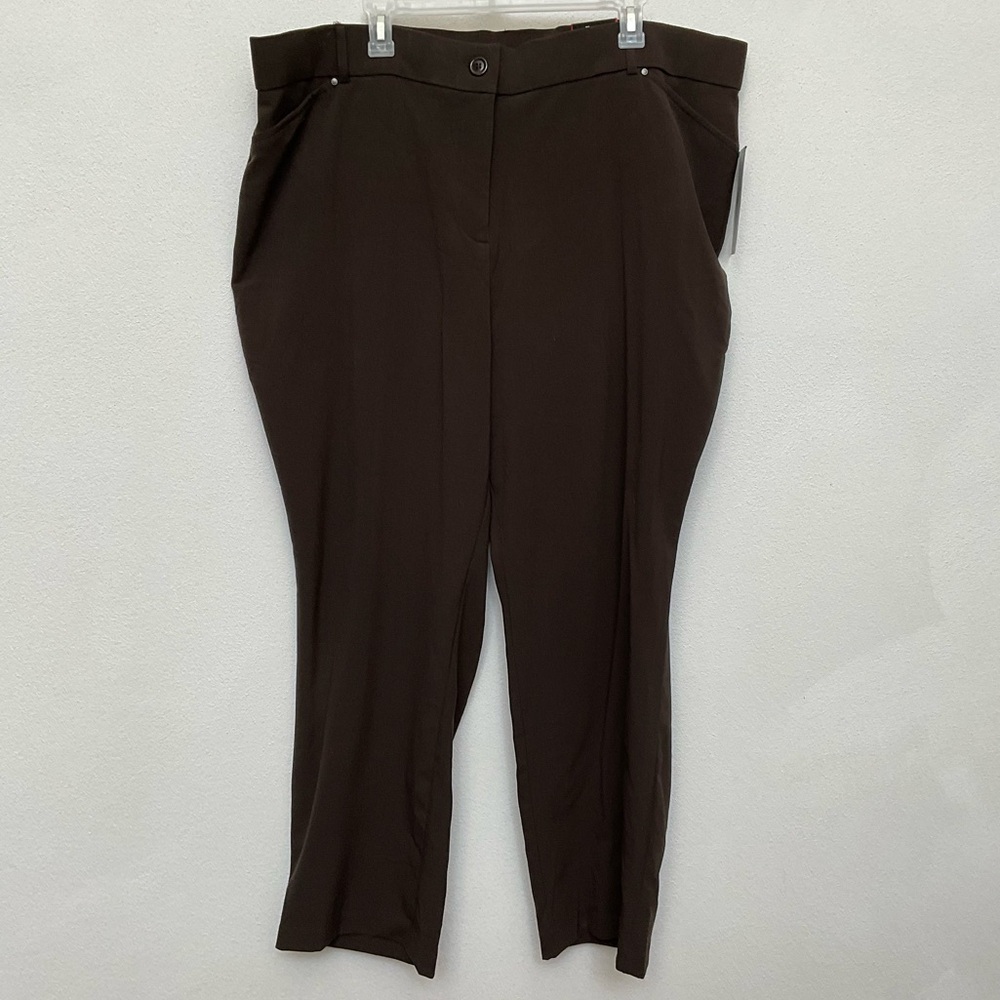 NWT Avenue Brown Tummy Control Slimming Trouser Pants Size 22 Office Career